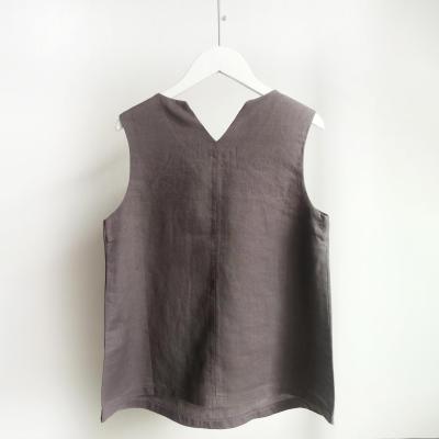 China Summer 100% Breathable Canvas Vest Solid Female Custom Fitted Sleeveless Vest Round Neck Vest Top for sale