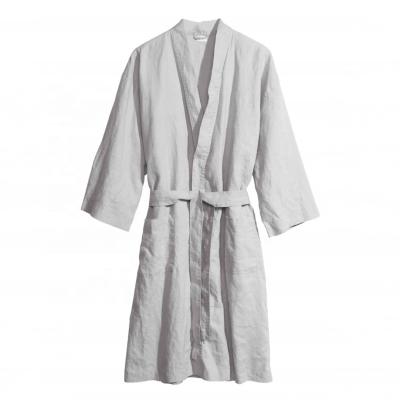 China 100% Linen Casual Loose Japanese Mens Womens Custom QUICK DRY 192gsm Linen Canvas Night Robe Bathrobe Sleepwear For Home Hotel for sale