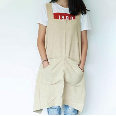 China Custom Korean Casual Fashionable 100% Cotton Eco-friendly Hansenne Anti-oil Cooking Apron Overclothes For Kitchen Cafes Florist Home Waiter for sale