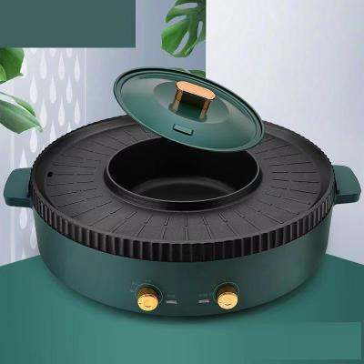 China Non-stick Surface Multi-function Portable Bakeware Smokeless Indoor Electric Bbq Grill Electric Bbq Grill With Hot Pot for sale