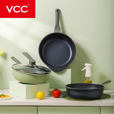 China Factory Viable Wholesale Around Frying Pan Wok Pan Stick Pan Kitchen Cookware High Quality Non for sale