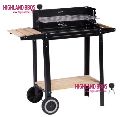 China Cheap Price Rectangle Charcoal BBQ Grill Garden BBQ Grill Height Adjustable With Cart for sale