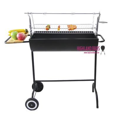 China Easily Assembled Barrel BBQ Grill with BBQ Rotisserie Oil Can Charcoal BBQ Grill with Rotisserie Spit Rod for sale