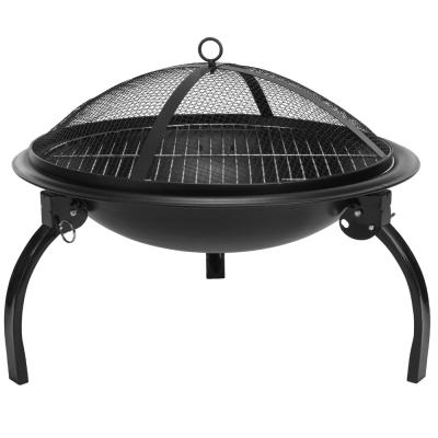 China 21.5 Inch Firepit Outdoor Heater Foldable Leg With Mesh Portable Firepit Cover for sale