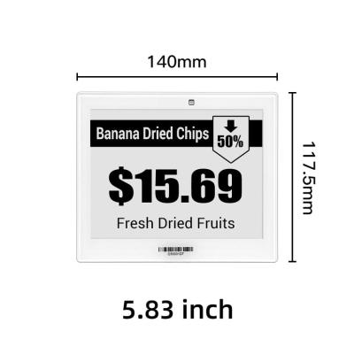 중국 5.83 인치 라이트 디스플레이 전자 셰프 라벨 전자 링크 epaper 2.4GHz ESL 가격표 소매점 창고 판매용
