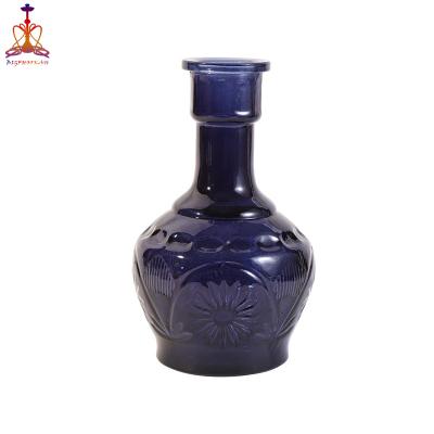 China Custom Color Spray Glass Shisha Glass Base Smoking Hookah Dark Blue Vase for sale