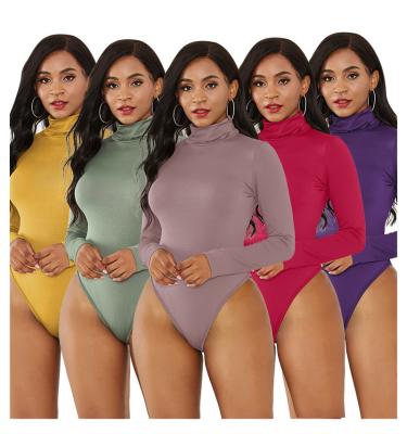 China Custom color cheap QUICK DRY jumpsuits for women autumn clothing turtle neck long sleeve jumpsuit for sale