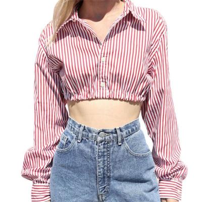 China Wholesale QUICK DRY turn-down collar women blouses tops clothes with long button sleeve woman blouse tops for sale