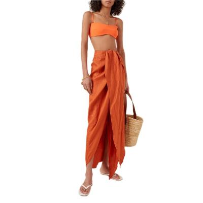 China Wholesale Plus Size Summer Women Beach Wear Skirts Sexy Swimwear Cropped Wrap Around Bikini Long Maxi Skirt for sale