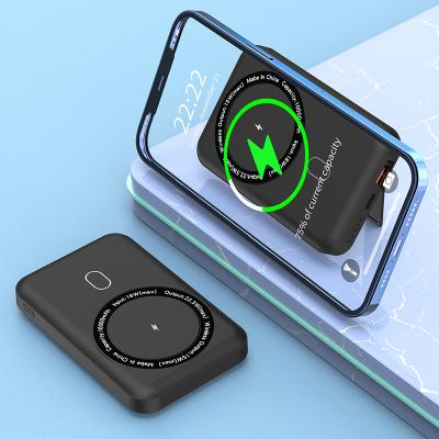 China Fast Charging 2021 Trending Qi Wireless Charger Portable Power Bank Wireless Power Banks for sale