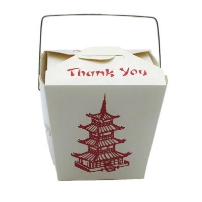 China Food Grade Disposable Disposable Recycle Square Kraft Takeout Box With Handle For Salad/Noodle/Seafood/Patry/Pasta/Rice for sale