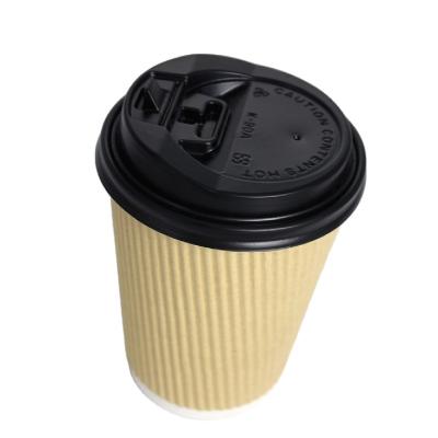 China Custom Disposable Logo Printed Disposable Ripple Wall Paper Coffee Cups With Lids For Hot Drinking for sale