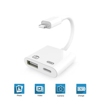 China Best USB Camera Adapter Lightning Purchase-Lightning to USB Camera Adapter 2 3 in 1 Charging Connect Kits Data Sync for iPhone X/XS/8P/7 iPad /7P/6/6S for sale