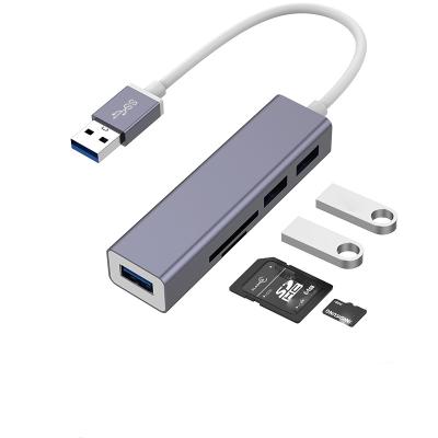 China No Need 5 in 1 USB Port Adapter Powered USB3.0 Hub for Laptop Best Quality Aluminum Alloy SD TF USB Multiport USB Splitter for sale