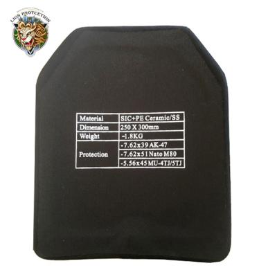 China Army Military Safety Silicon Carbide Ballistic Light Weight PE Armor Plates Bulletproof Vest Plate for sale