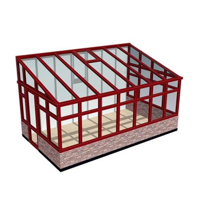 China Modern ZEKIN Customized Thermal Insulated Solarium Glass Aluminum Roof Profile Rainproof Glass Solarium for sale