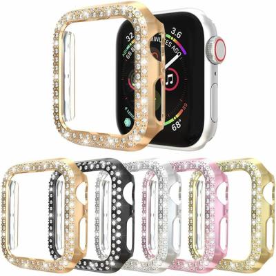 China Fanshion Watch Case Cover Rhinestone Watch Case PC Diamond Bling One Piece Plated Shell IWatch Cover Device For Apple Series 1 2 3 4 5 6 for sale