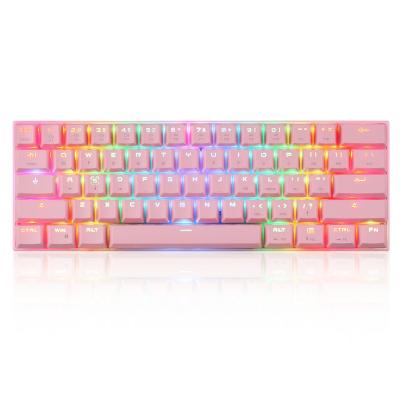 China Motospeed CK62 Anti-ghosting Pure Pink Motospeed CK62 Pure Gaming Keyboard Radio 61 Keys RGB Mechanical Version for sale