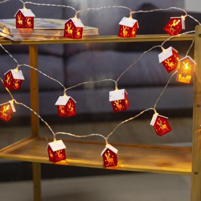 China LED String Light 9.8ft 20 LED Christmas Fairy String Lights Battery Adapter for Bedroom Halloween House Shape Decoration Light for sale