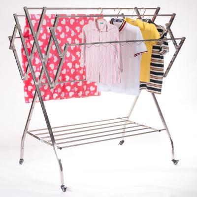 China WF002 Folding 8 Kg 2 Layers Large Hanger Heavy Duty Stainless Steel Clothes Drying Rack For Big Family for sale