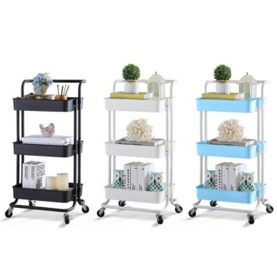 China YHN-8473 Storage OEM Kitchen Racks Hand Push Trolley Cart in Kitchen Food Storage Room Serving Cart for sale