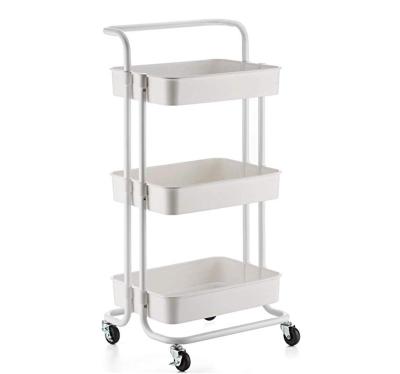 China Whole Sale Stocked YHN-84732F-W 3 Layer Metal Kitchen Rack With Wheels Storage Car for sale