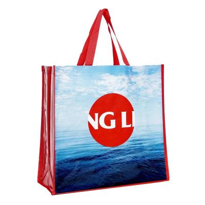 China Factory Price Eco - Friendly Custom Printed Waterproof Recycled Reusable Laminated PP Woven Shopping Bag Raffia for sale