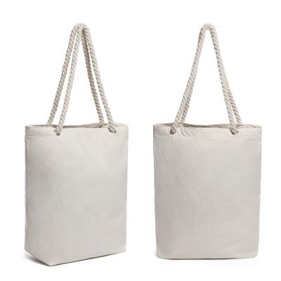 China Eco-Friendly Twist Rope Handles With Metal Eyelet Zipper Closure Tote Bag Custom Cotton Canvas for sale