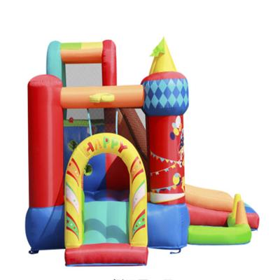 China PVC Inflatable Trampoline Kids PVC Thickened Inflated Circus Bouncing House Bounce Castle With Slide for sale