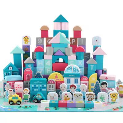 China Construction Toy Brick Toys for Children Colorful Wooden Building Bricks Educational Building Blocks for sale