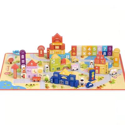 China Building Toy 100 Pieces Matching Developmental Toys High Quality Wooden Block Toy Building Block Educational Set for sale