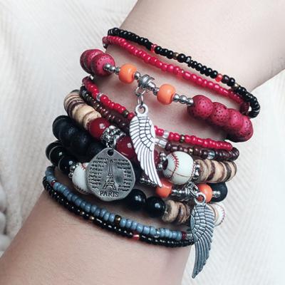 China Romantic Unique Mixed Natural Stones Charm Wrap Bracelets Boho Healing Bracelet Handmade Women for sale