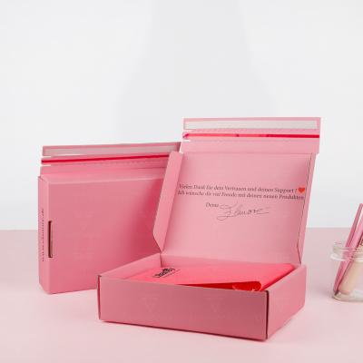 China Custom Recycled Materials Amazon Sellers Dedicated Pink Logo Cardboard Paper Zipper Packaging Box Corrugated Mailing Mailing Box With Zipper for sale