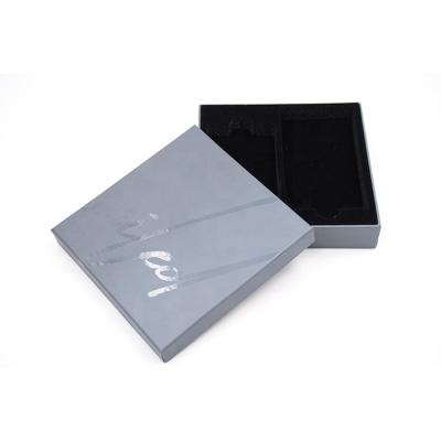 China Recyclable Custom Logo Rigid Printed Cardboard Lid Gift Box Satin Insert and Low Box for Handbag Gray Packaging Luxury Paper Customized for sale