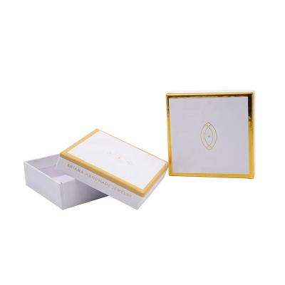 China Two Piece Logo Elegant Ribbon Bow Rigid Paper Recyclable Custom Jewelry Box For Necklace Earring Ring for sale