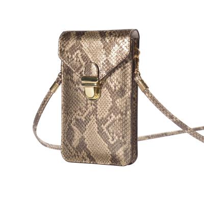 China Anti-fall Designer Python PU Leather Cell Phone Case Cross - Body Bag With Strap for sale