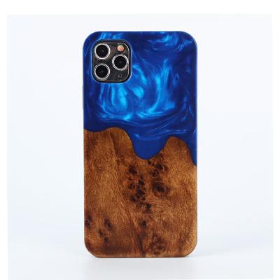 China Premium Anti-fall Color Resin Wooden Cell Phone Case For iPhone 8 XS 11 12 13 Pro Max for sale