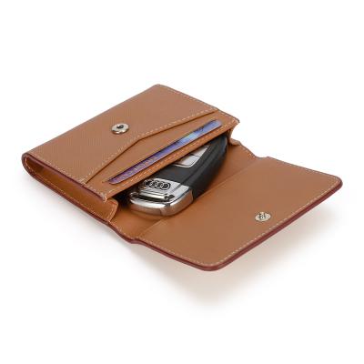 China RFID Blocking RFID Blocking Short Saffiano Custom Buffed Leather Credit Card Holder for sale