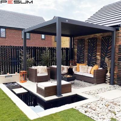 China Pesum 2022 OEM/ODM Anti-UV Waterproof Canopy Garden Automatic Aluminum Pergola for Outdoor for sale