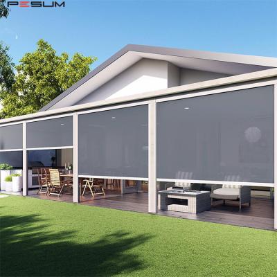 China Contemporary Outdoor Roller Shade Motorized Zipper Screen Windproof and Rainproof for Patio or Sunroom for sale