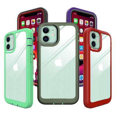 China Anti-drop Anti-fingerprint tpu and PC cover shockproof clear transparent cell phone case for iPhone 12 mini for sale