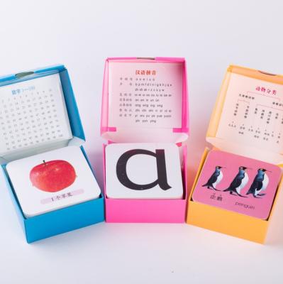 China Custom Kids Chinese English ABC Logo Printing Standard Size Playing Card Kids Baby Learning Cardboard Educational Flash Cards for sale