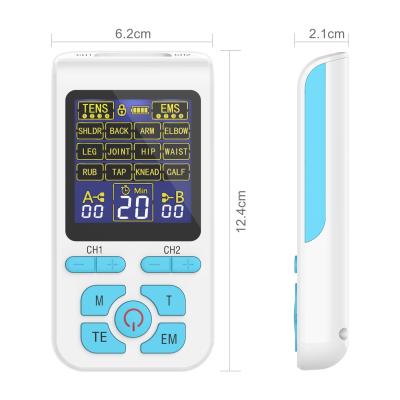 China Rechargeable Body 2 CHANNEL Neck Shoulder Muscle Pain Relief EMS Mini Function Muscle Stimulator Ten And Muscle Stimulator for sale