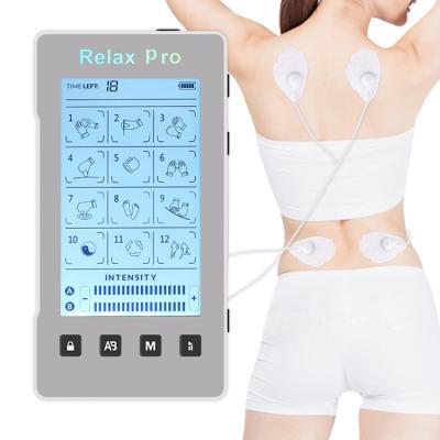 China 12 massage modes 12 ab portable functional mode 2 output 2 ten channel touch screen low frequency pulse vibrating stim EMS for sale