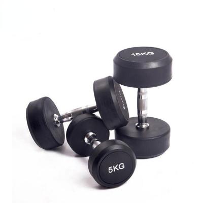 China Universal Fitness Durable Gym Round Head Weights Rubber Dumbbells for sale