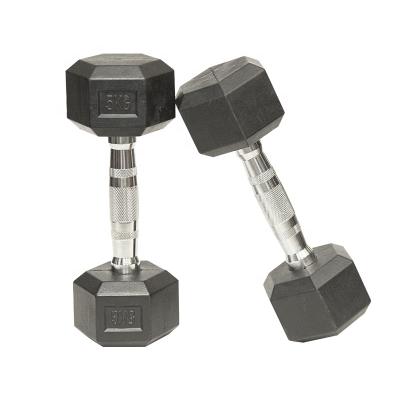 China high quality hex dumbbell rubber dumbbell covered with cast rubber for sale