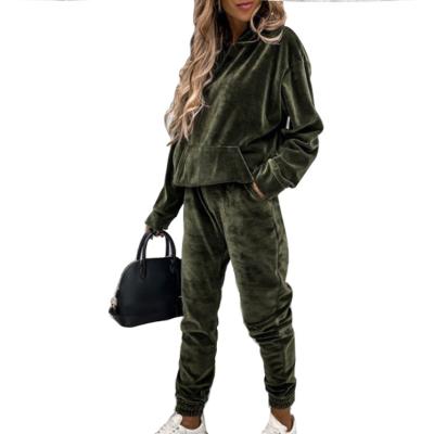 China Women Anti-UV Sweatsuit Set Custom Cotton Tracksuits Velvet Fleece Tracksuit for sale