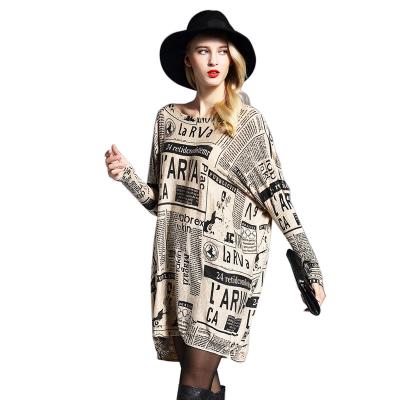 China Fashionable Knitted Women Sweater Graphic Print Breathable Magazine Letters Sweater for sale