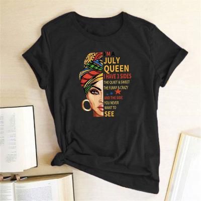 China New Arrivals Fasion Woman Black Queen Melanin Camisetas Mujer Breathable Graphic Tees Print Female African Black Melanin T-shirt for sale