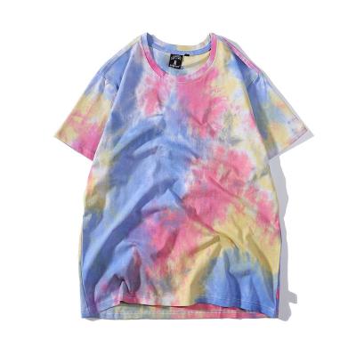 China Breathable New Styles Popular Hip-Hop Casual Fashion Loose Short Sleeve Tie-Dye Multi-Color Tie-Dye Tops Women's T-Shirt for sale